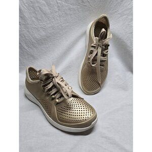 Crocs Lite Ride Pacer Perforated Champagne Sneakers Women’s Sz 8 Comfort Shoes
